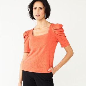 Nine West NWT‎ Ruched Sleeve Squareneck Top women’s size large